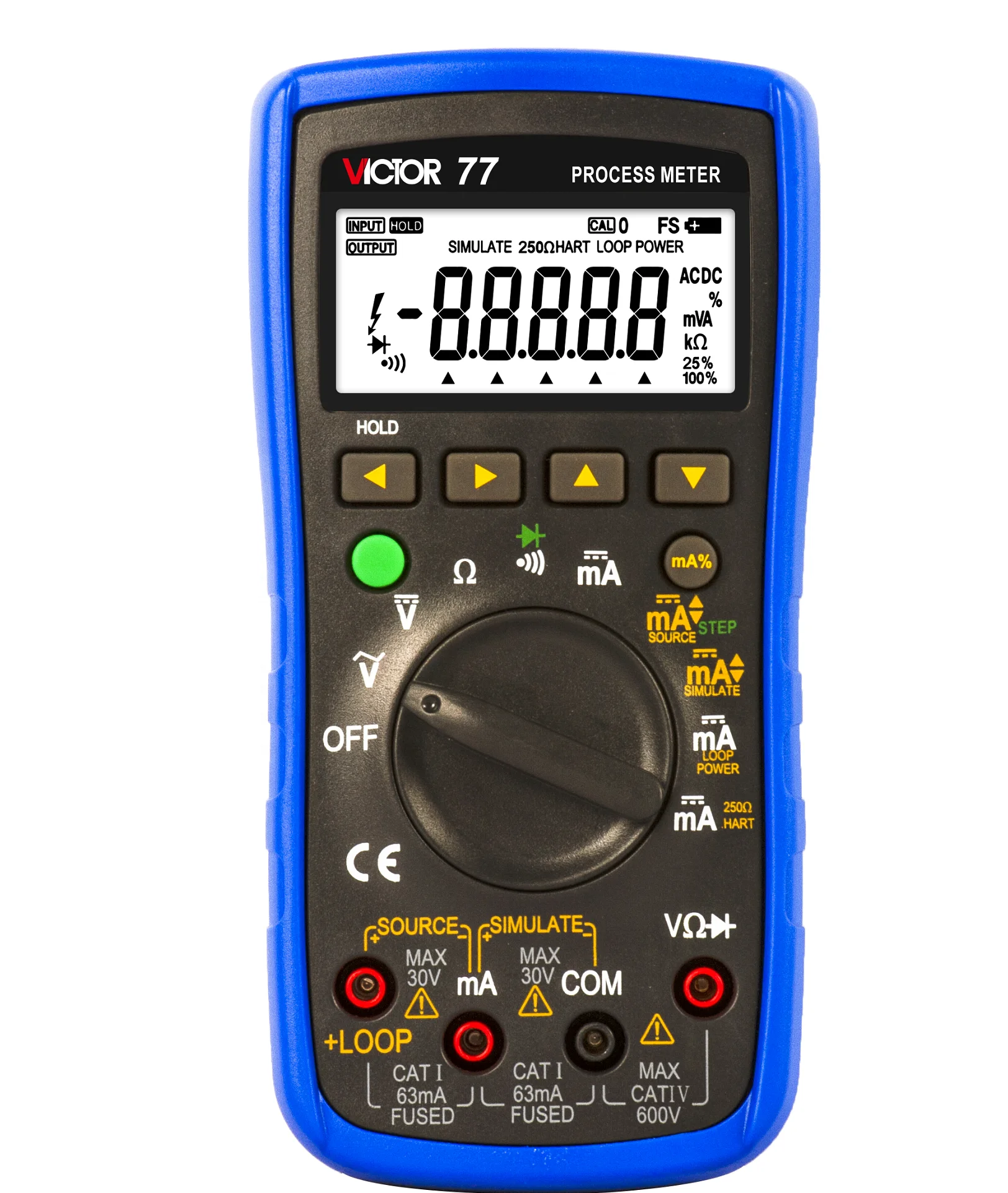 

VICTOR 77 Digital Multimeter 2 In 1 4-20mA Signal Output Multimeter Process Signal Source 0.5% Accuracy 22mA 24V Source