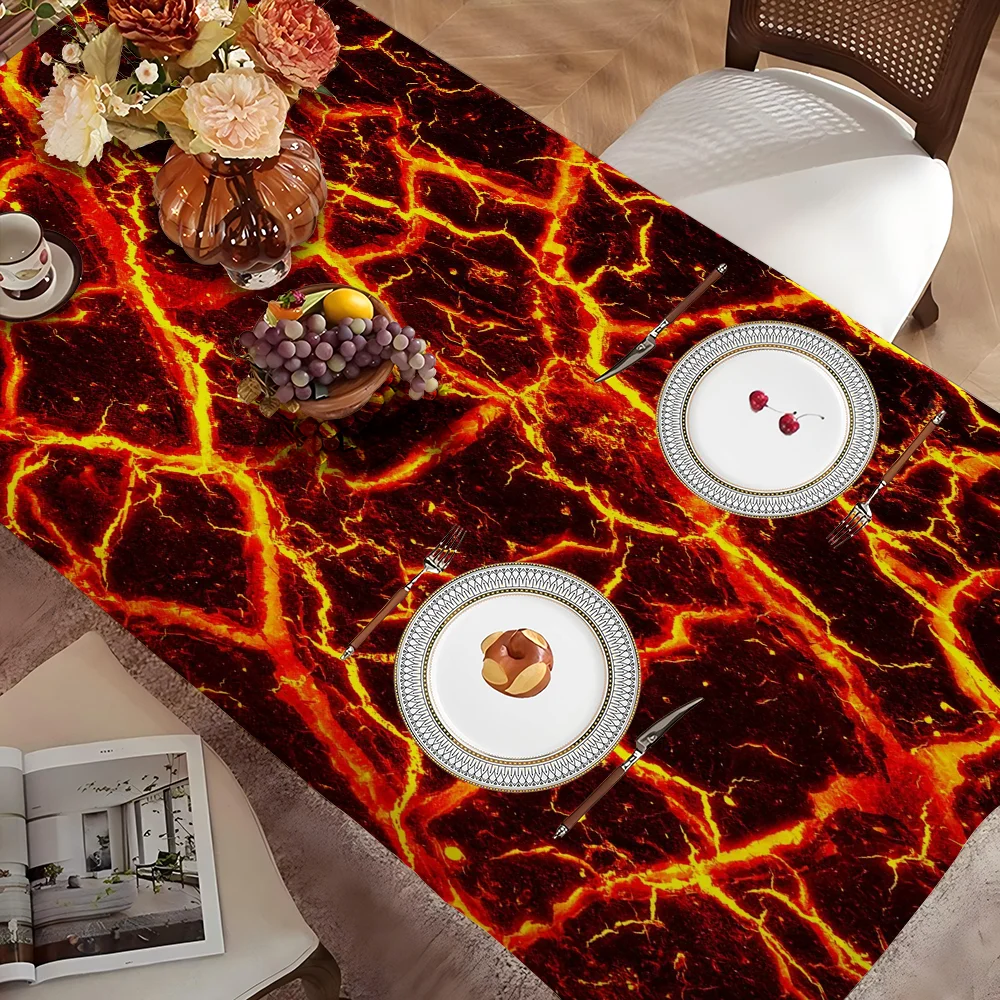 3D Volcano Lava Magma Rectangular Tablecloths Washable Wedding Party Kitchen Dining Living Room Birthday Decoration Table
