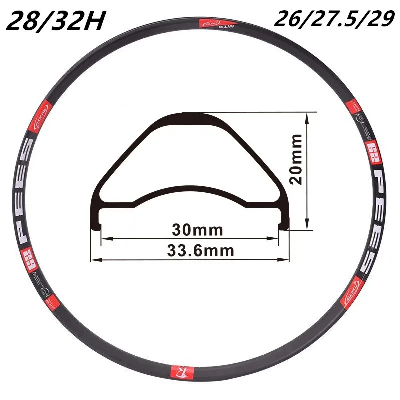 RUJIXU 1pc Rims  26 27.5 29 inch 28/32 Holes French Valve （6.5mm) MTB Rim Bike Wheel Bicycle Parts (PER PIECE)