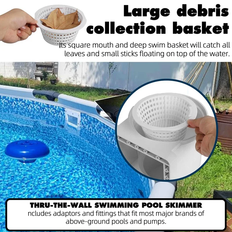 Universal Fit Above Ground Pool Skimmer-Pool Skimmer Accessories Kit-Opening Width 6Inch Fits All Standard Pool Wall Cutouts