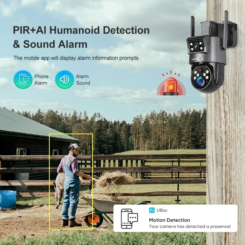 LS VISION Real 20X Optical Zoom 8MP Dual Screen 4G Solar Camera 4K WiFi PTZ PIR Detection Humanoid Auto Tracking Security Camera