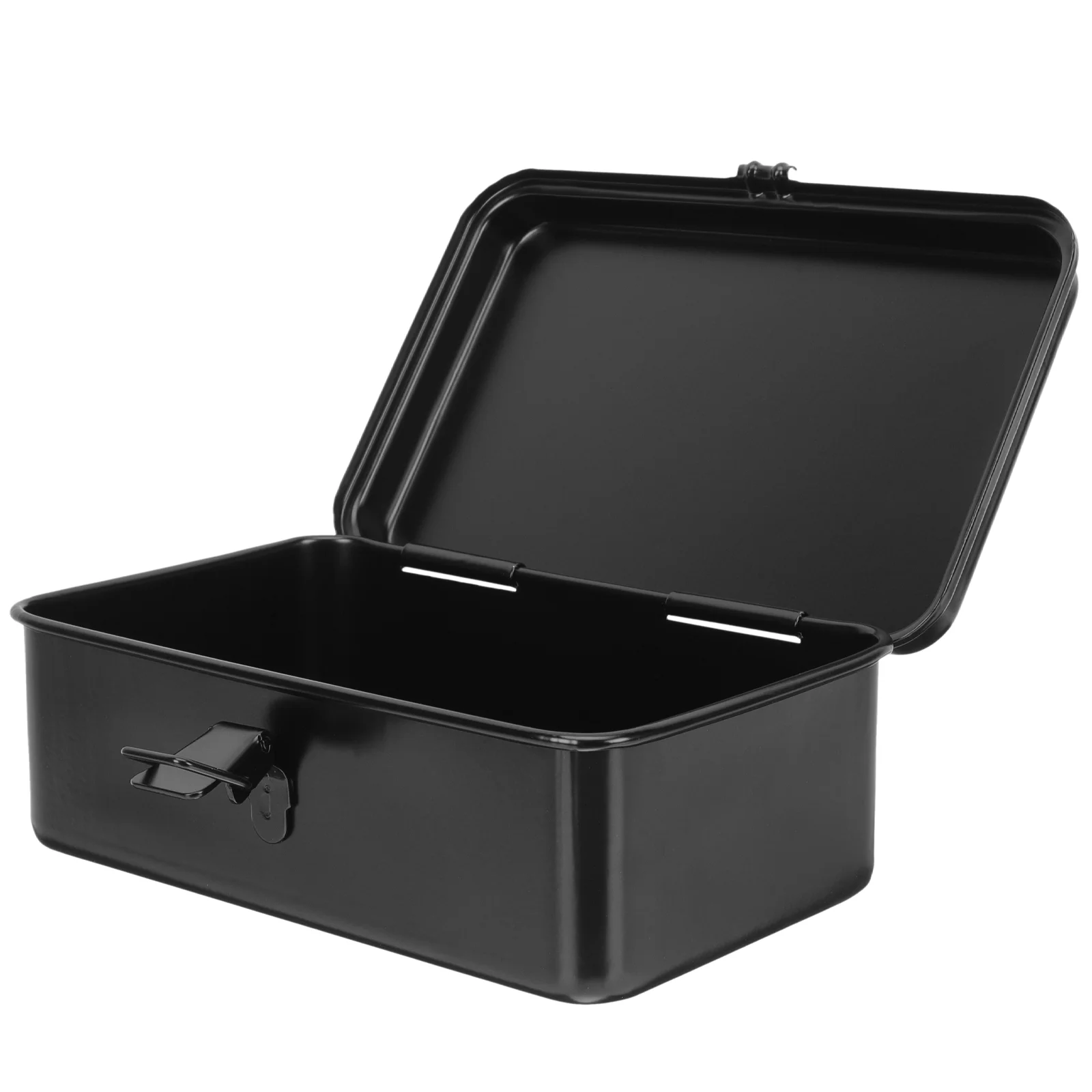 190 Single Layer Mini Tool Box Black Portable Metal Toolbox for Home Garage Workshop Car Trunk Storage Rust Resistant Iron