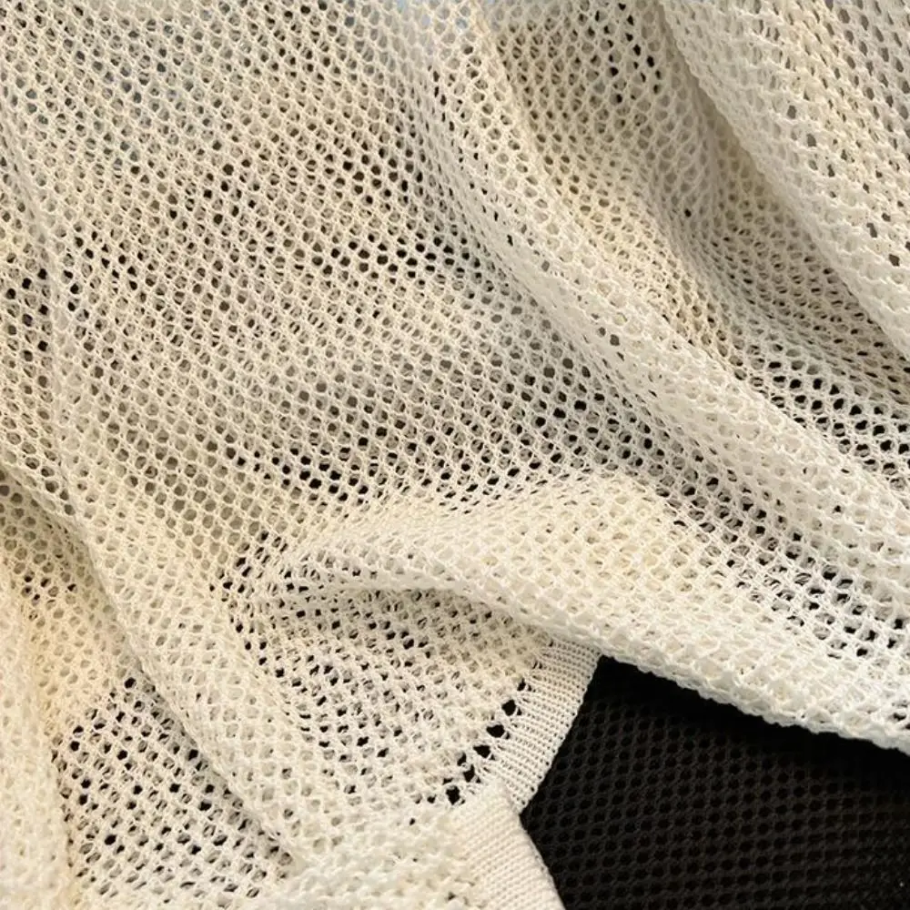 أزياء عارضة محبوك الجوف السترة فضفاضة بحر طويلة الأكمام تي شيرت جولة الرقبة شريط الكروشيه أعلى النساء النساء