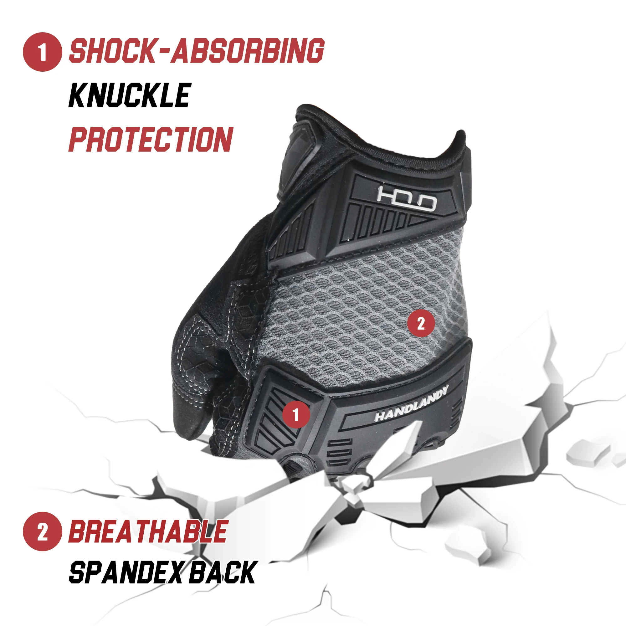 HANDLANDY 충격 감소 작업 장갑, 그립이 있는 고강도 작업 장갑, 터치스크린 통기성 안전 정비 장갑