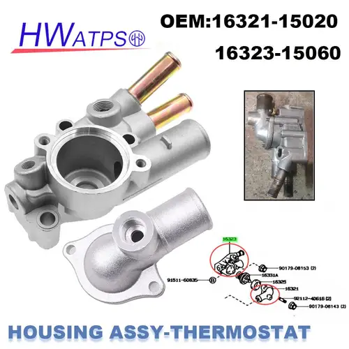 Imagen 2 del producto Termostato de la carcasa de entrada de agua para Toyota, Carina, Corona, Sprinter, Trueno, 5AFE, 5AFHE, 16321-15020, 16323-15060, 16323, 15060