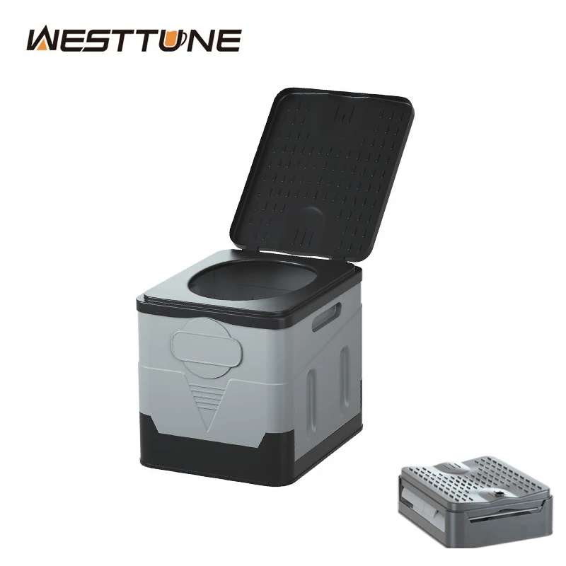 WESTTUNE Portable Car Toilet Outdoor Folding Removable Toilet Camping Storage Box Emergency Bucket for Travel Camping Picnic