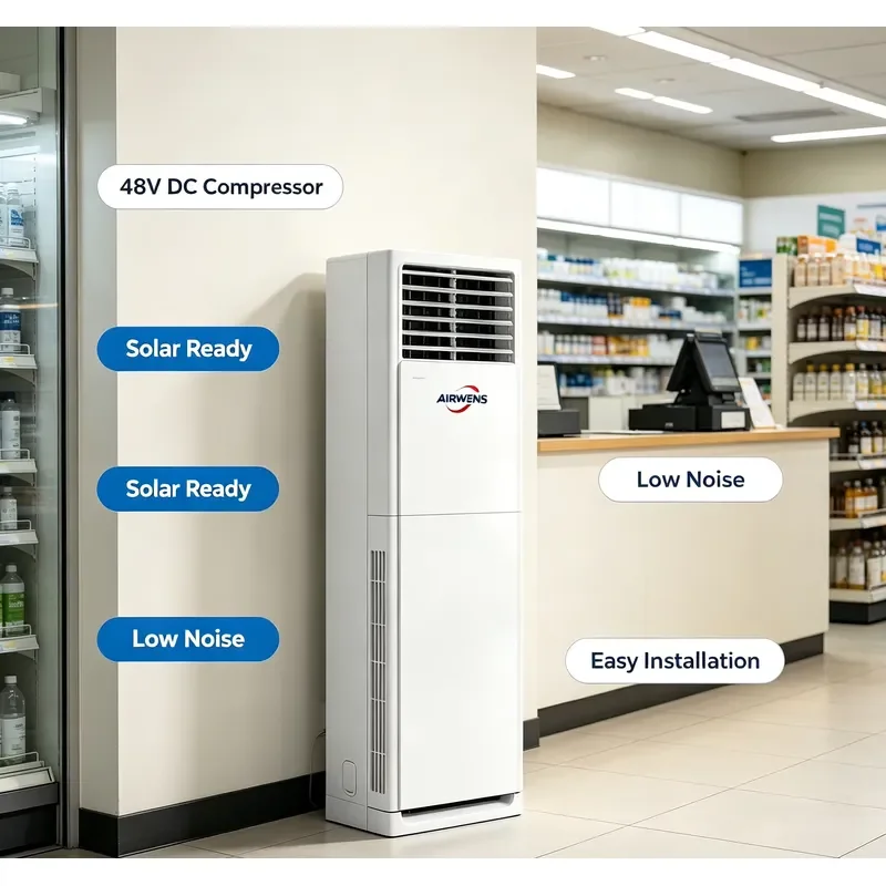 Airwens Class Energy-Efficient 11,899 BTU Cooling/Heating Floor Standing Air Conditioner 3-Speed Fan R-32 Refrigerant for