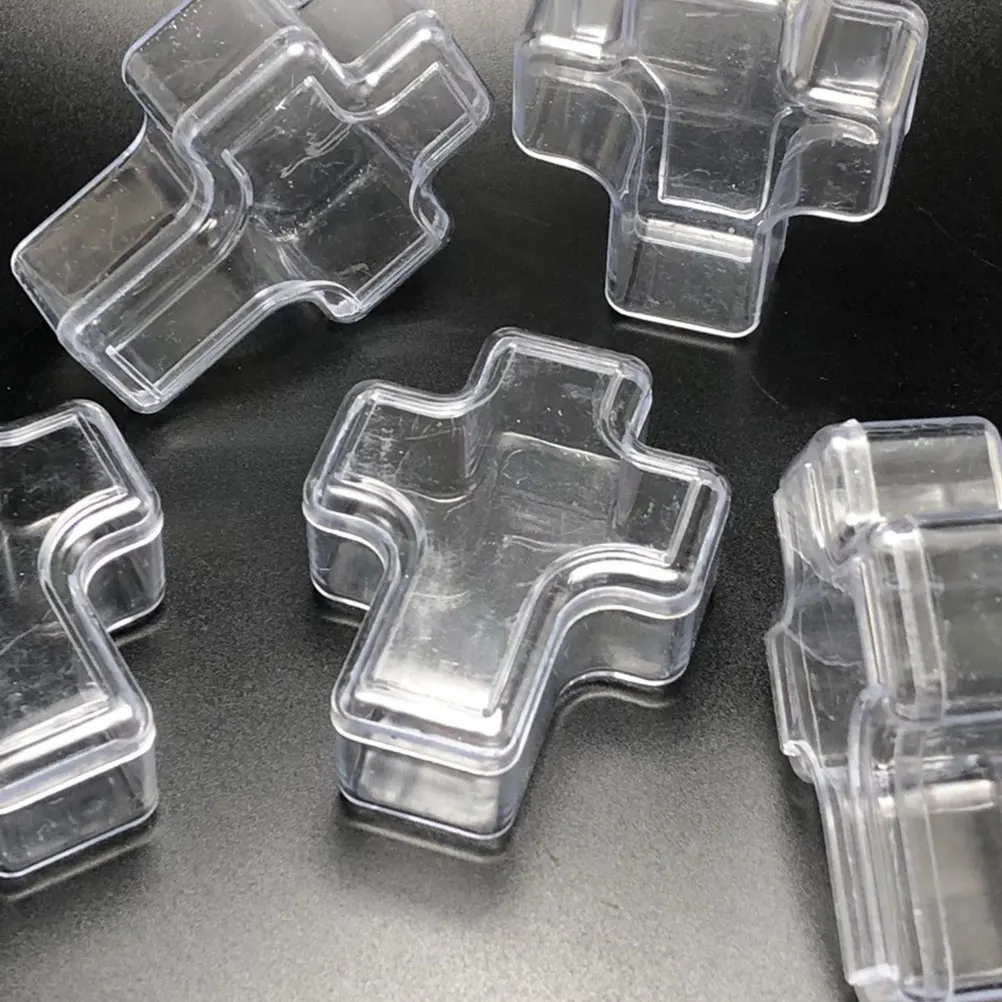 

20pcs Jewelry Storage Box Clear Plastic Cross Shape Container for Necklace Bracelet Ring Organizer Home Display