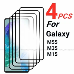 2/4PCS Tempered Glass For Samsung Galaxy M55 Screen Protector For Samsung Galaxy M15 M35 M55 5G Full Glue Front Glass Protector