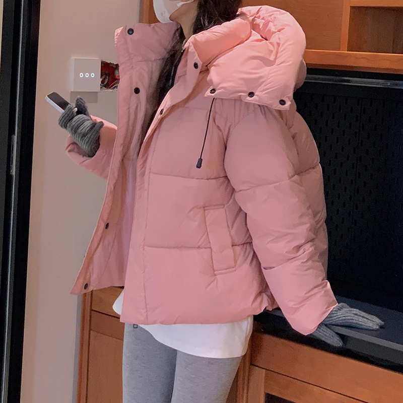 

2023 New Winter Jacket Women Hooded Thicken Warm Cotton-padded Puffer Coat Casual Parkas Clothes Loose Student Outerwear