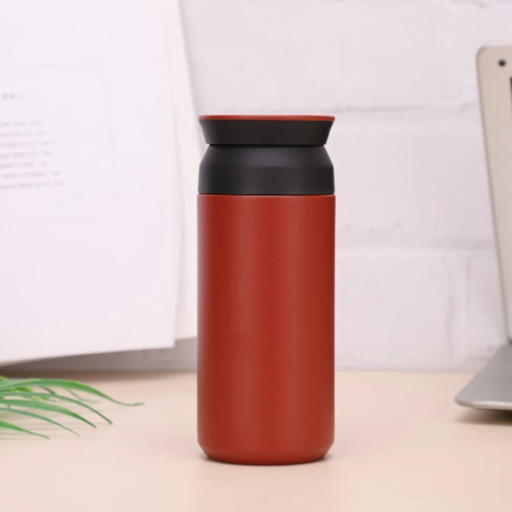 350ml/500ml Simple Flat Lid Insulated Bottle Leakproof Insulated Water Cup For Women Men