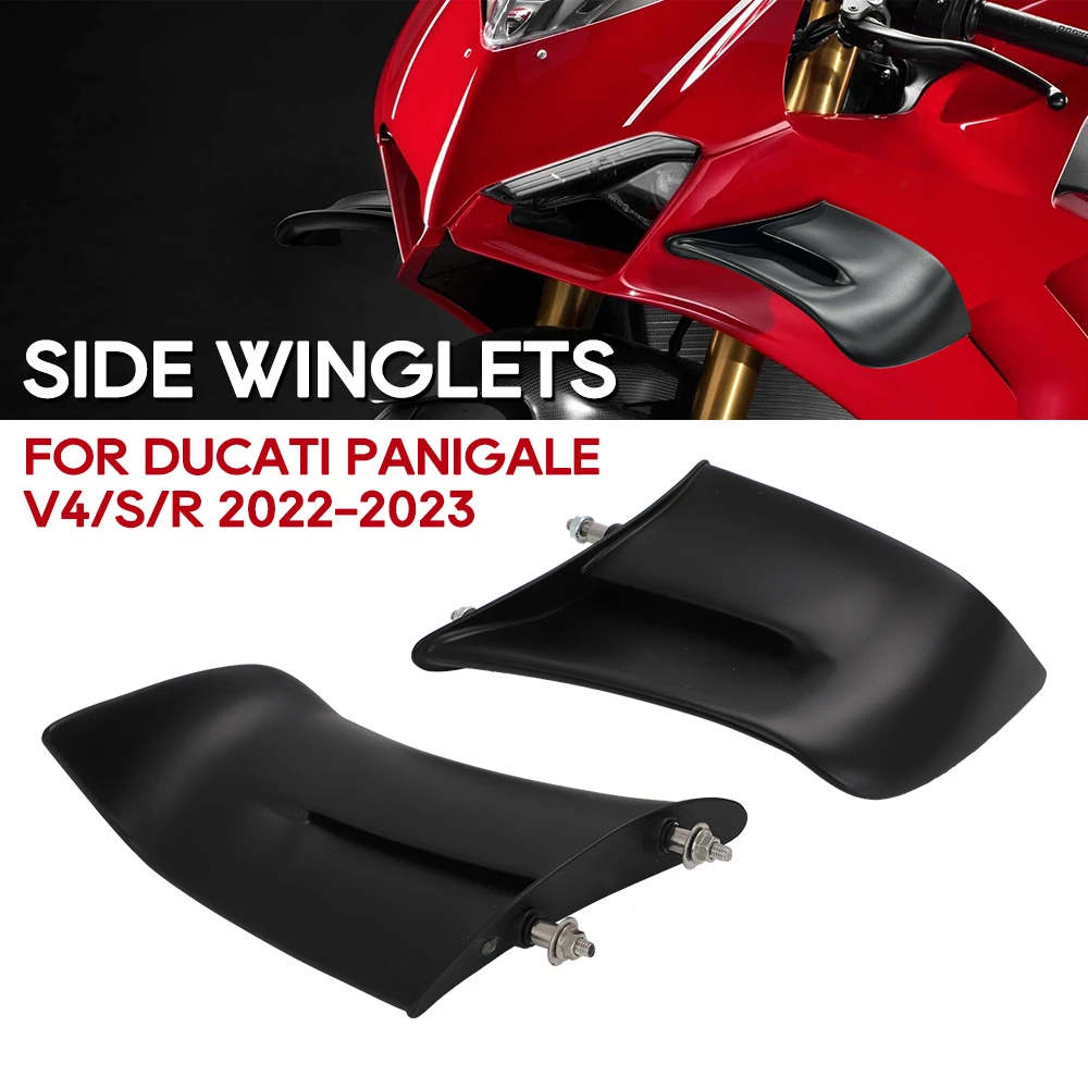 

For DUCATI PANIGALE V4 V4S V4R SP 2022 2023 Motorcycle Front Fairing Side Winglets Air Deflector Kit Matte black Side Cover