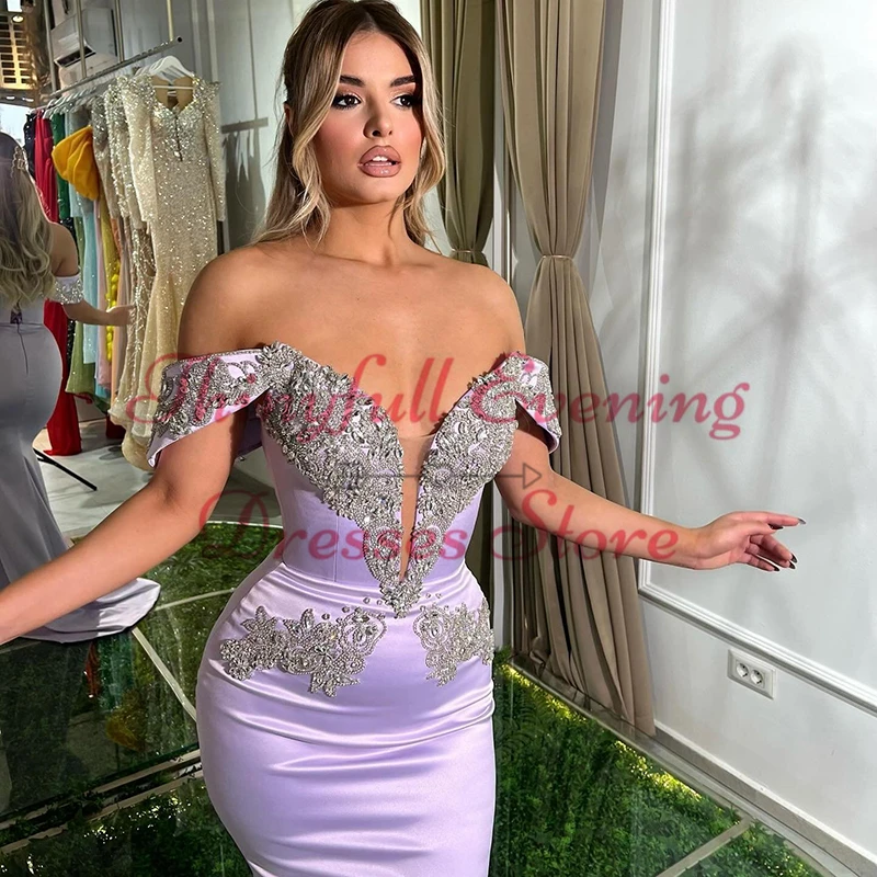 Thinyfull Formal Mermaid Prom Evening Dresses Off The Shoulder Beadings Party Dress Women Night Cocktail Prom Gowns Custom Size