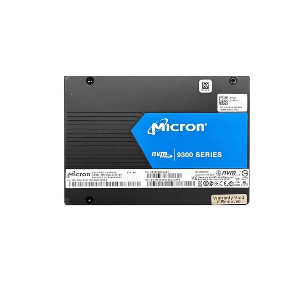 Used Micrn 9300 PRO MTFDHAL7T6TDP-1AT1ZABYY 7.6TB NVMe PCIe3.0 TLC U.2 2.5 Inch 15mm SSD Health 95%+