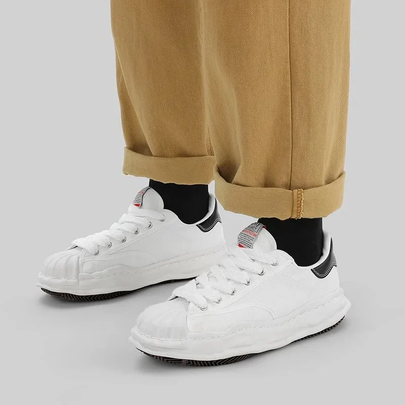 2026 Fashion Shell Toe Dissolve Sole Platform Sneakers Unisex Canvas White Height Increase Versatile