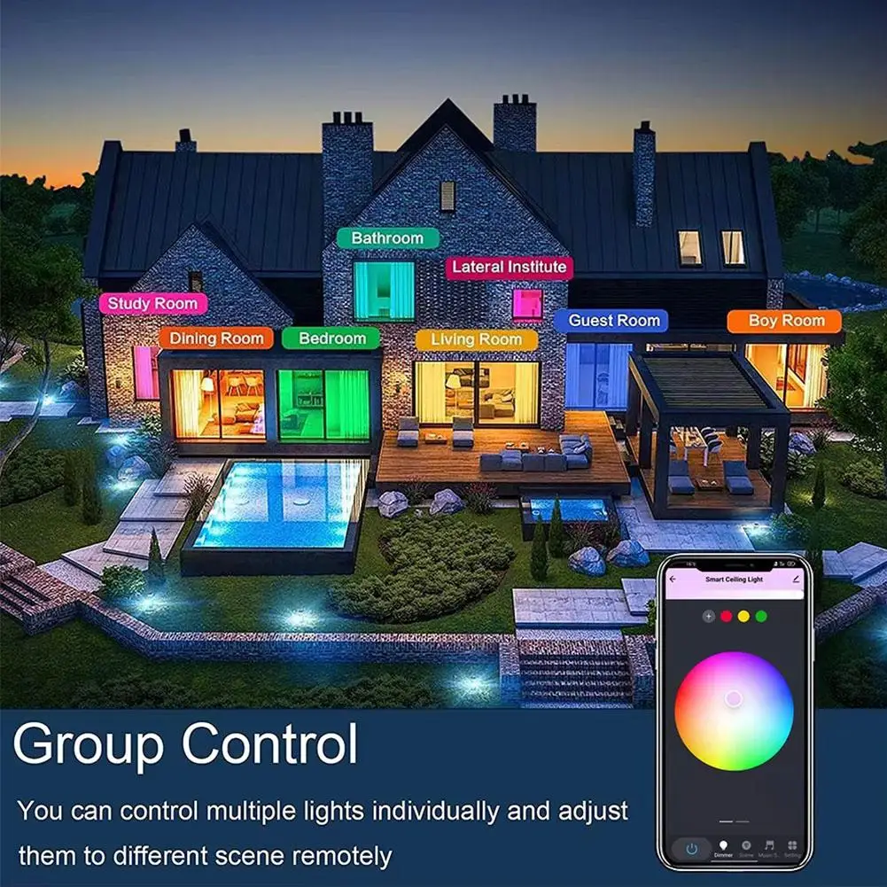 Smart Ceiling Light 0-100%stepless Dimming APP Control Mode Light Group Home Control Decoration Scene Modern Light Circular I3M9