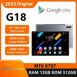 2023 najnowsza wersja Gobal Tablet z androidem G18 10.1 Cal Android 12 Bluetooth 12GB 512GB Deca Core 24 + 48MP WPS + 5G WIFI Laptop