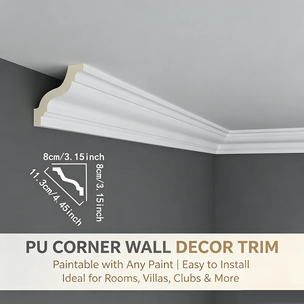 12Pcs Faux Gypsum PU Decorative Wall Trim  Practical Wall Edge Accent Strip Home Ornament for Background Wall