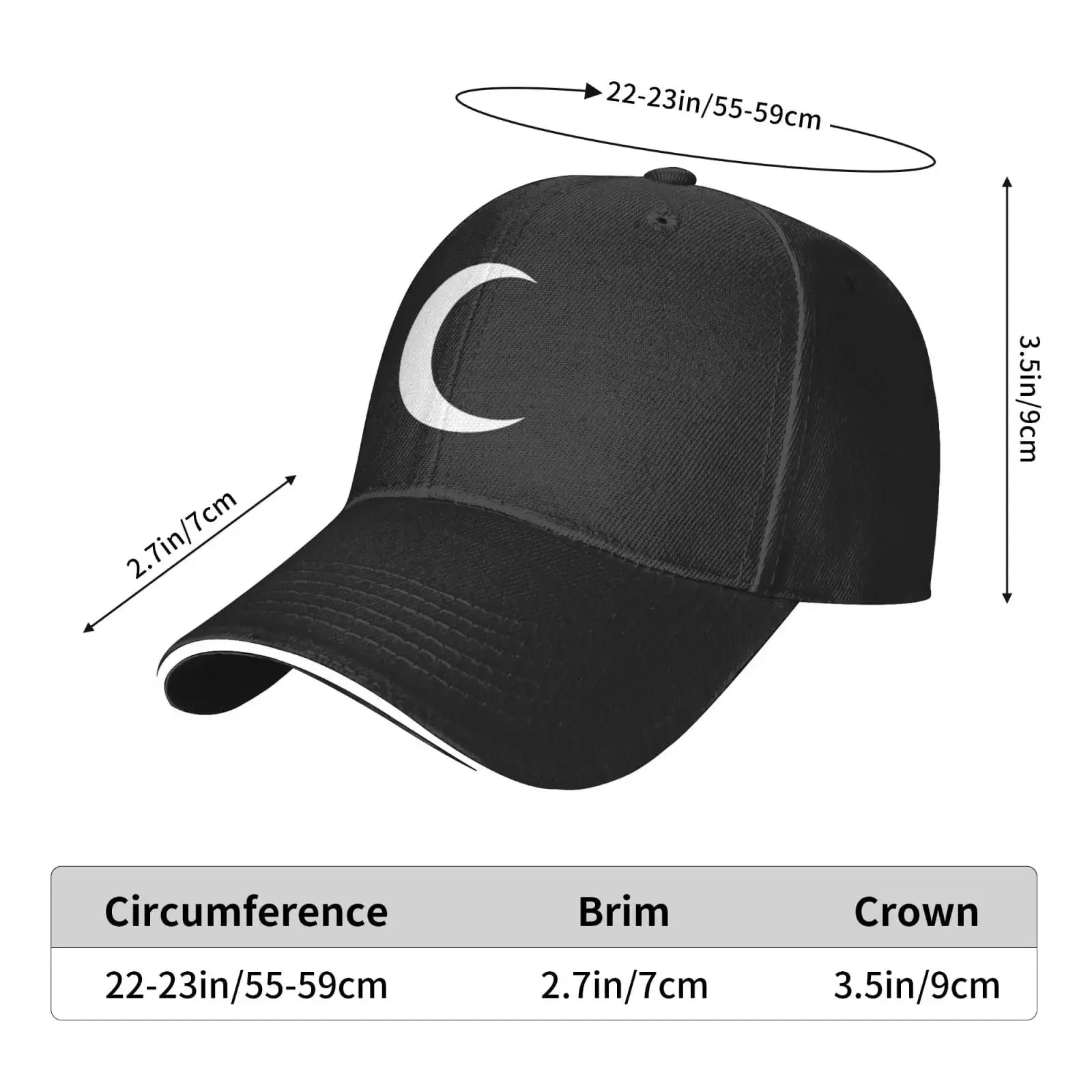 -Moon-Crescent-Trucker-Hat, Baseball Cap Snapback Dad Hat for Men Women