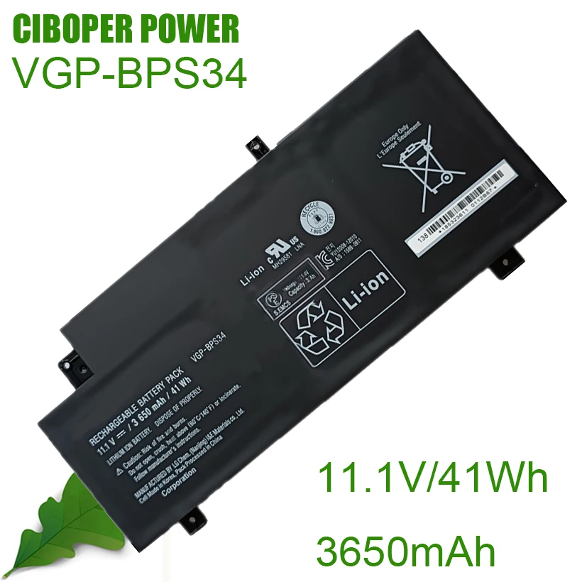 CP Original Laptop Battery VGP-BPS34 VGP-BPL34 11.1V/41WH//3650mAh For VAIO SVF15A  SVF14A Series SVF15A1ACXB SVF15A1ACXS