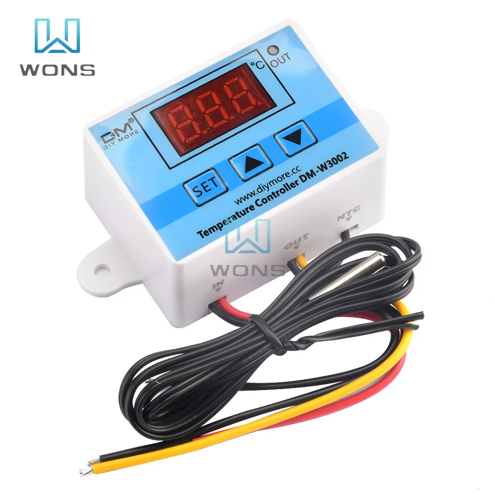 12V 24V 220V 110V 10A W3002 Digital LED Temperature Controller Thermostat Control Switch Thermoregulator Sensor Meter with Probe