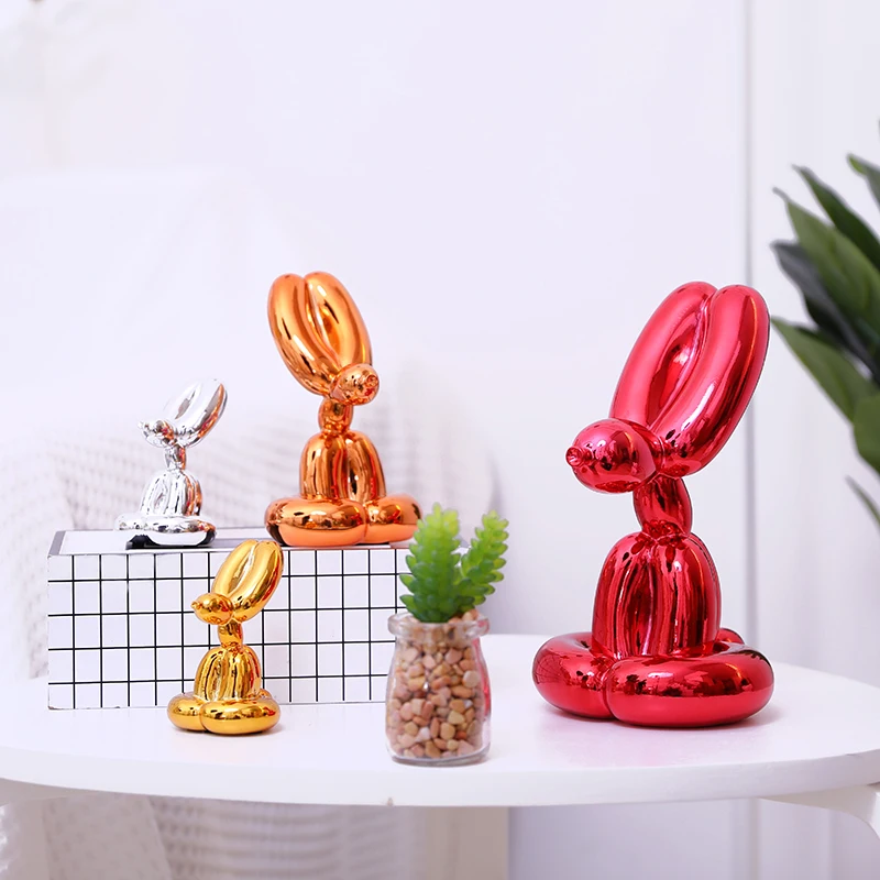 

Cute Shiny Balloon Rabbit Abstract Crafts Resin Statue Home Decor Art Sculpture Home Decoration Accessories