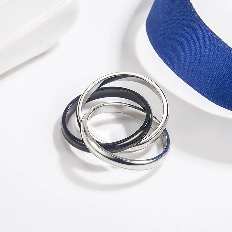 Classic 925 sterling silver color separation trinity ring Women's personality simple fashion brand party high grade jewelry