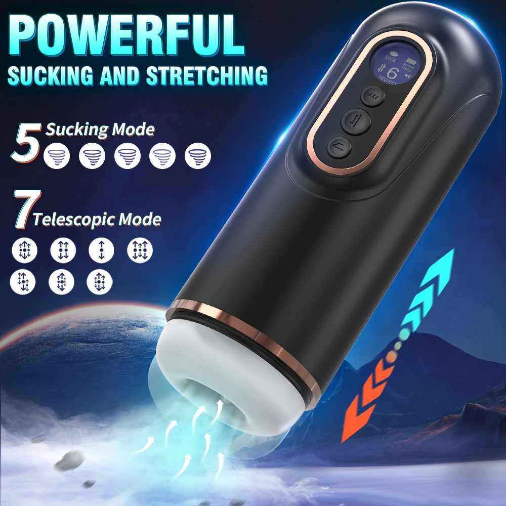 Male Automatic Telescopic Masturbator Cup Heating Blowjob 7 Thrusting 5 Sucking 9 Vibrating Masturbation Adults Sex Toys for Men