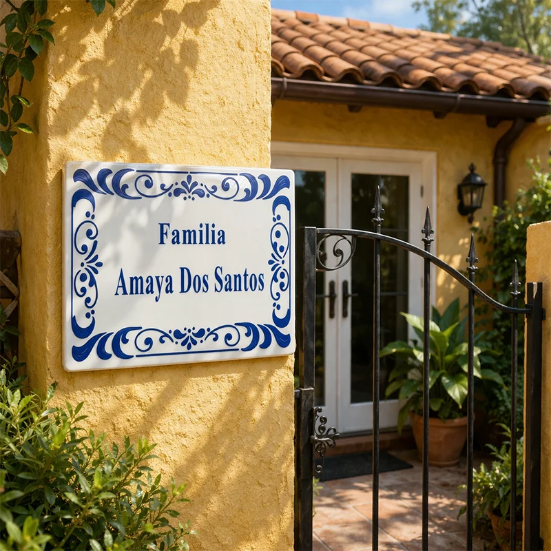 

Акриловая вывеска с номером дома с синим узором, УФ-печать, индивидуальное семейное имя, адресная табличка, уличный вход, домашний декор