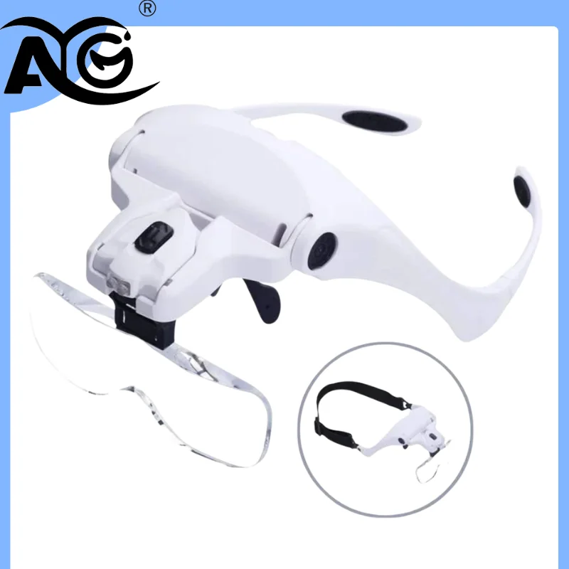 AG Dental Magnifying Glasses Reading Illuminated Magnifier 1.0X 1.5X 2.0X 2.5X 3.5X Dental Loupes Illuminated Loupe Magnifier