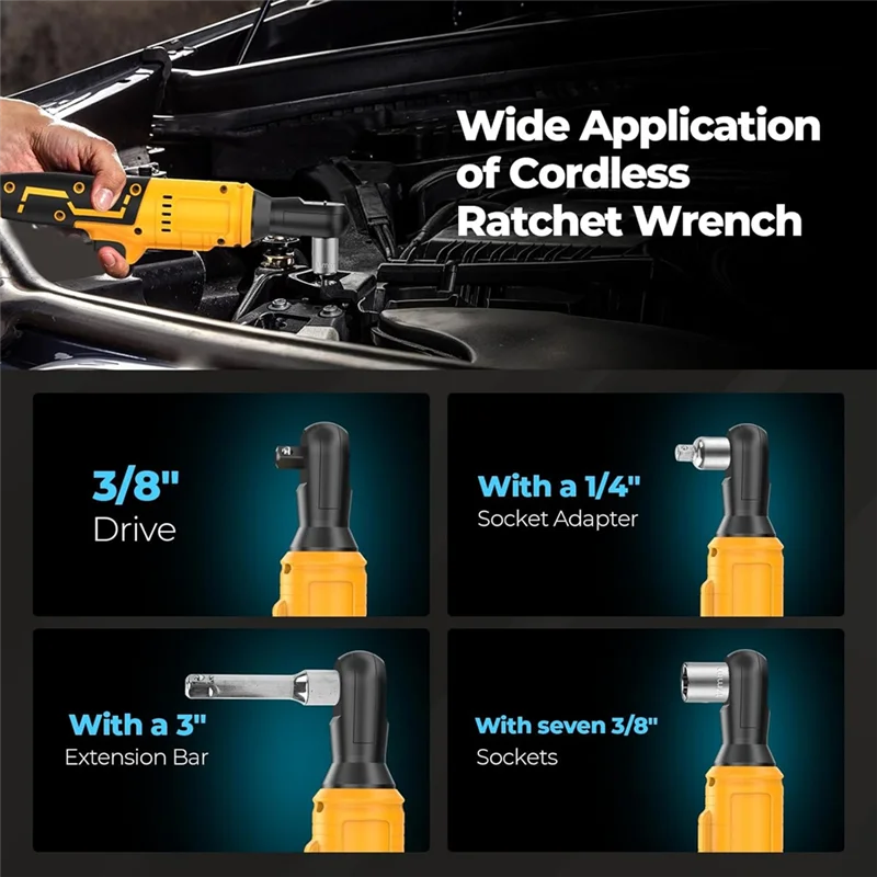 

A38Q-Cordless Ratchet Wrench 74Ft-Lbs Compatible 20V Max Battery 3/8-Inch Brushless Power With Speed Variable Speed