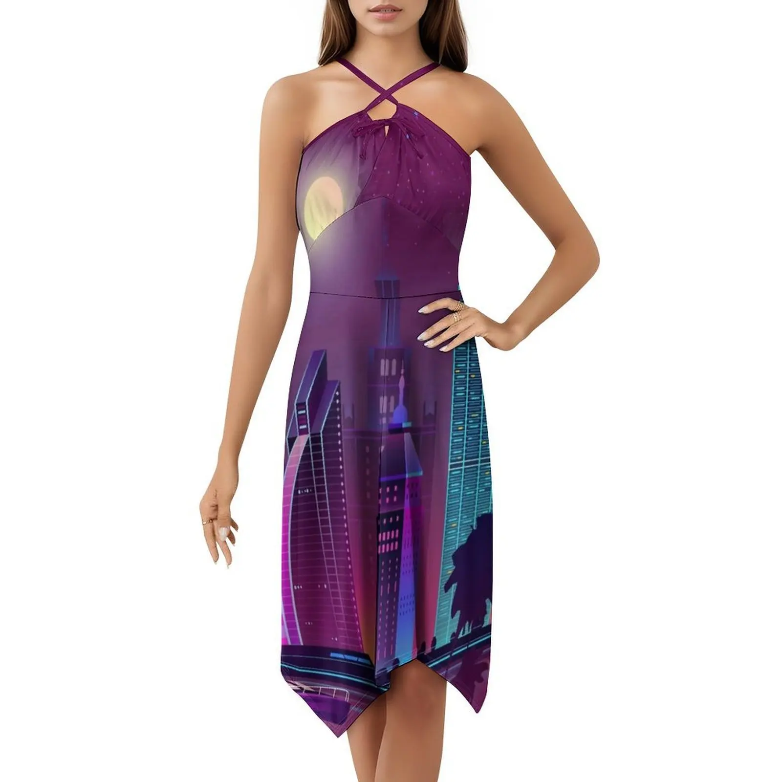 Dubai Bohemian Sleeveless Dress For Women Print Beach Party Dresses Dubai Women's Dress