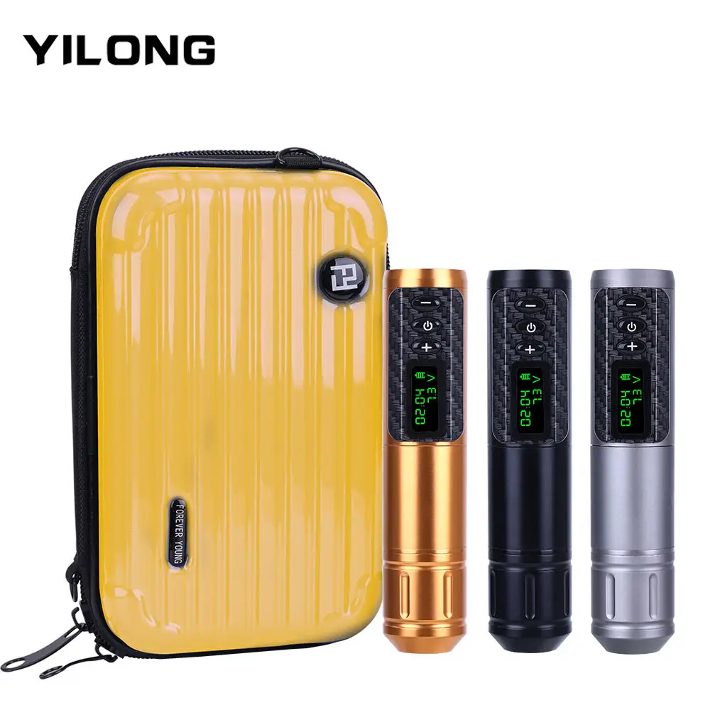 Yilong Wireless Tattoo Machine 2000mAh Lithium Battery Pen LED Digital Display for Body Artist Permanent Makeup Tattoo Supply