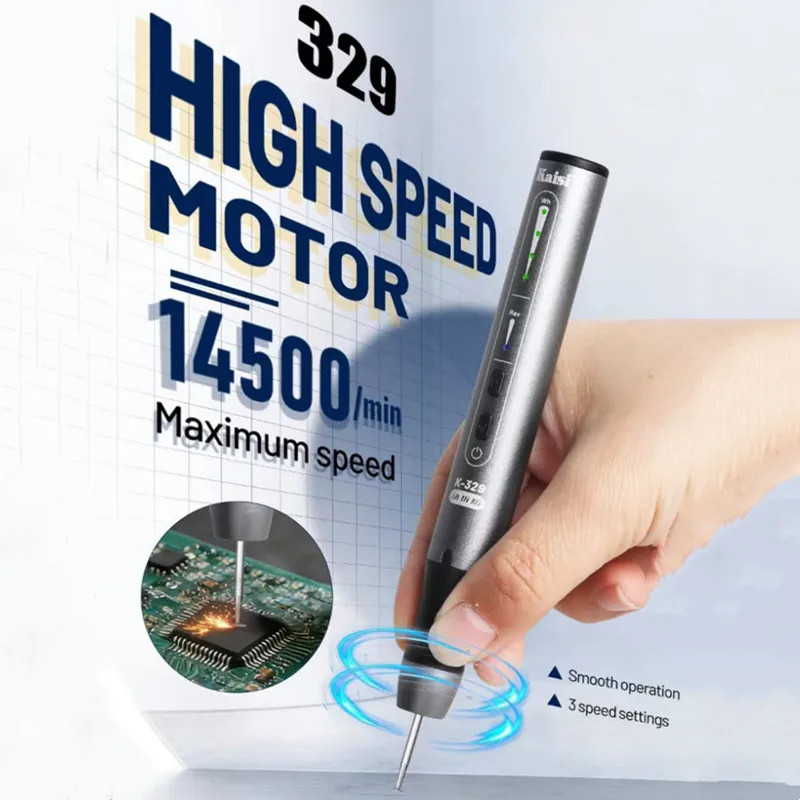 

Kaisi 329 Electric Chargeable Polish Pen for Phone PCB Screen Repair Professional Drill Grinding Disassembly Hand Tools