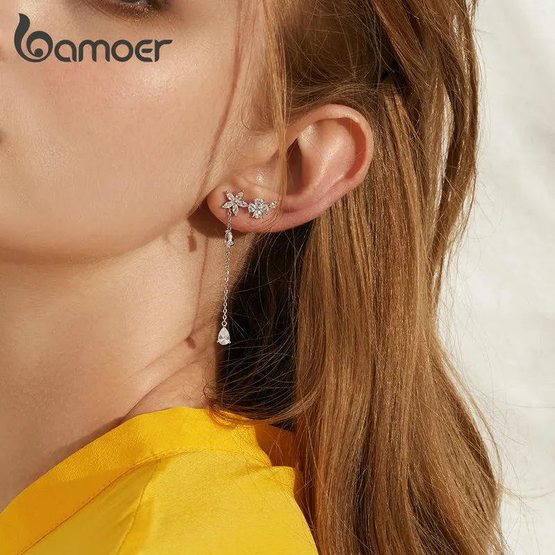 

Серьги с цирконом Bamoer, стерлинговое серебро 925 пробы, уникальный дизайн циркона, серьги-капли, женские ювелирные украшения для свадьбы