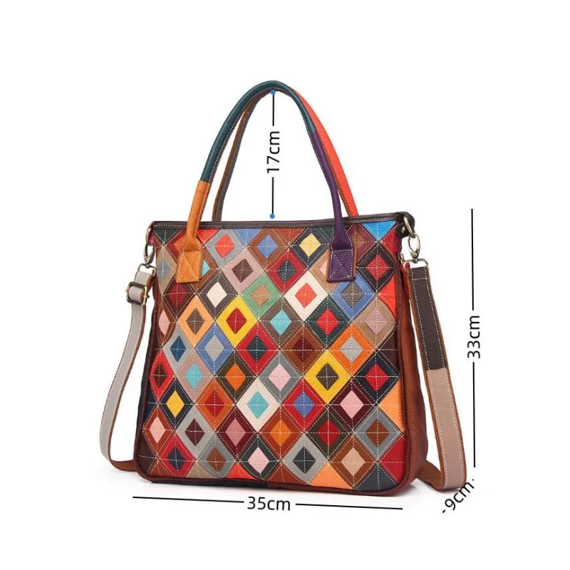 Jamhoo Vintage Ladies Casual Colorful Patchwork Design Handbag Random Stitching Shoulder Bag Female Tote Bag сумка женска bolsos