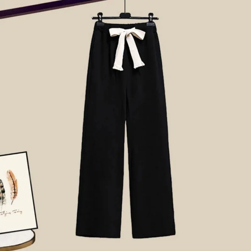 Pantalon Droit à Jambes Larges pour Femme, Vêtement Décontracté, Taille artificiel astique, Solide, Tendance, Printemps Automne