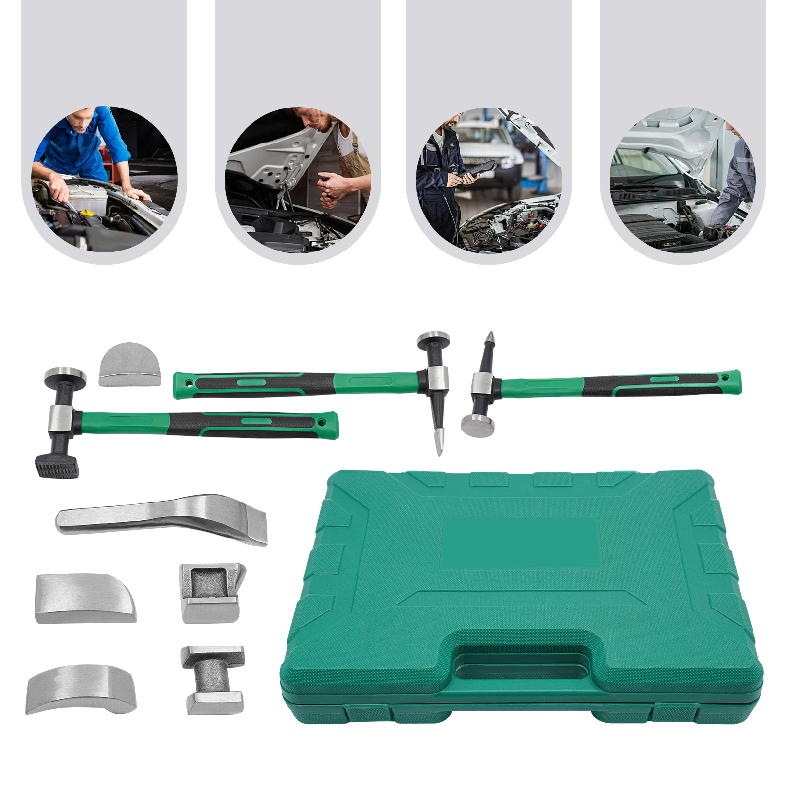 

BYMAOCAR 9 Pcs Auto Body Panel Fender Hammer Dolly Set Sheet Metal Repair Tool, Kit Dent Repair Tools Car Body Corrector Kit