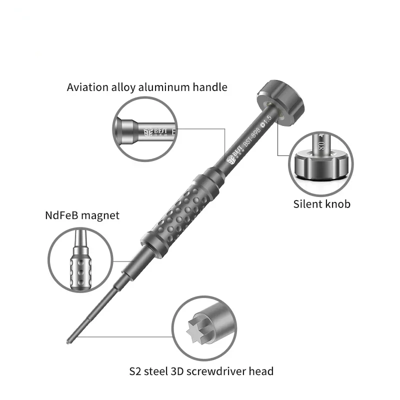 BEST 898 Precision Screwdriver S2 Steel 3D Batch Head Non-Slip Strong Magnetic Adsorption Screw Driver For Mobile Phone Repair