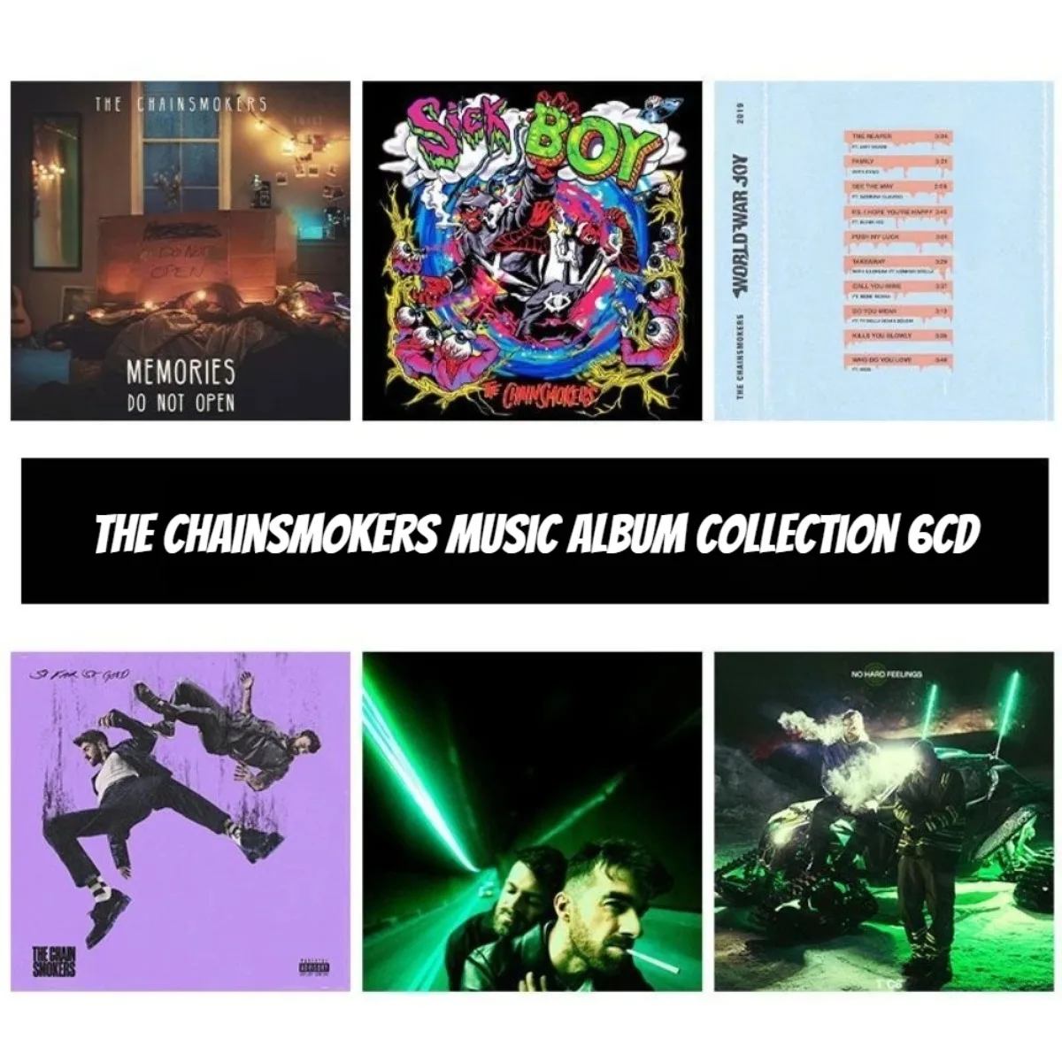 

Коллекция альбомов The Chainsmokers (6 CD-дисков) – электронная музыка без потерь для фанатов, для дома и автомобиля