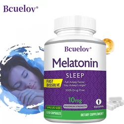 Melatonina para dormir, cápsulas de disolución rápida de 10 mg, suplemento para dormir durante la noche para adultos, más rápido, sueño más profundo, vegetariano