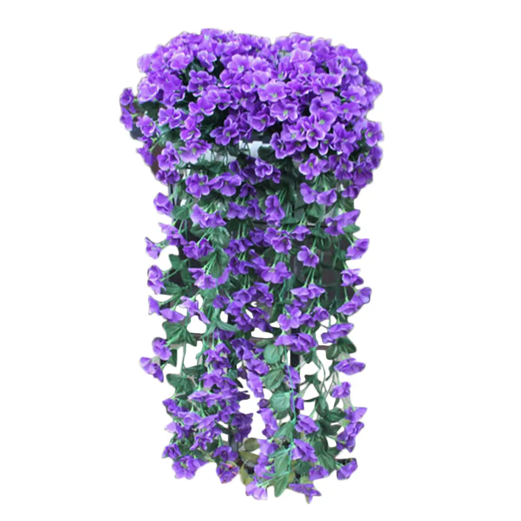 Fiori appesi fiore viola artificiale parete cesto di glicine appeso ghirlanda fiori di vite orchidea di seta finta