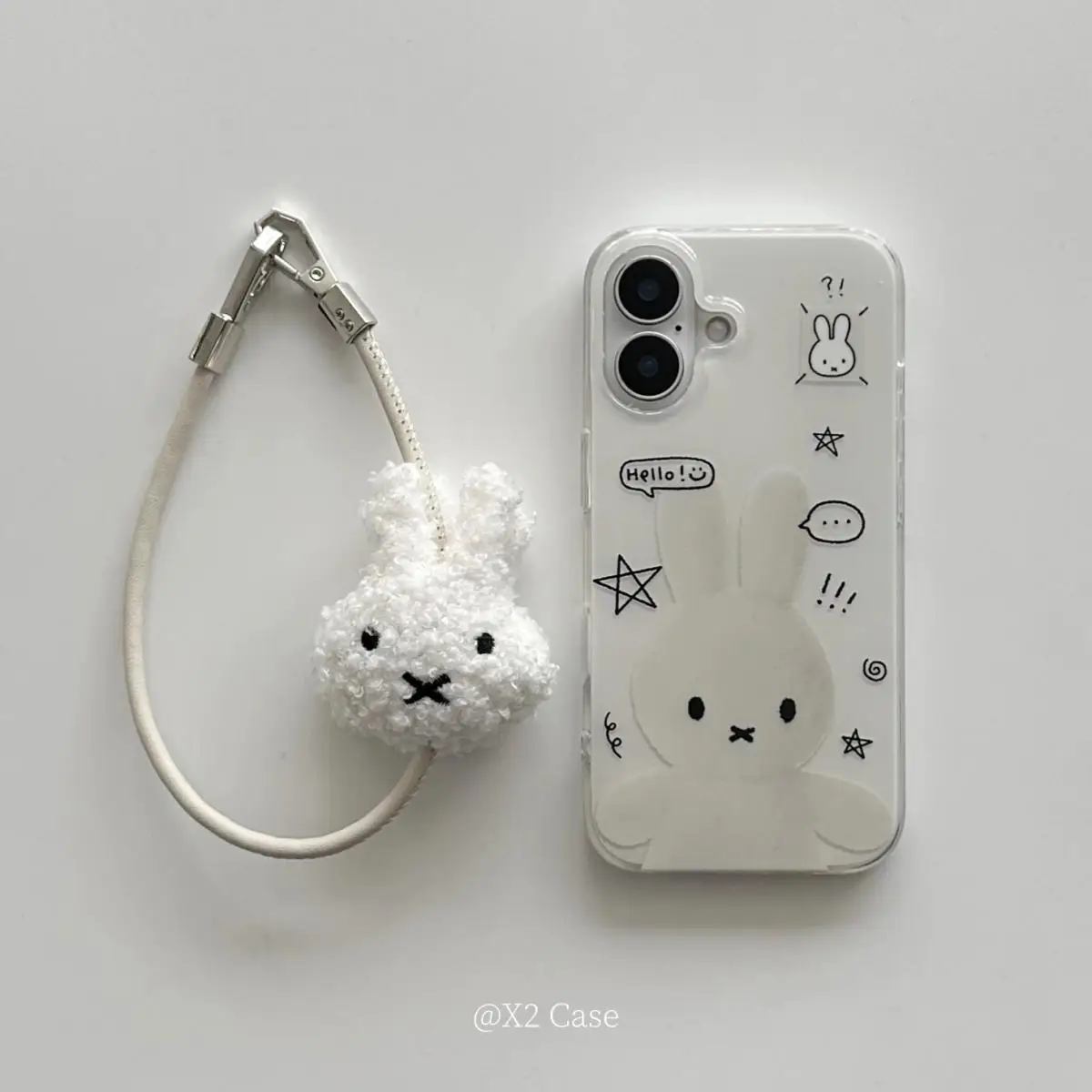 Miffy Rabbit Kawaii juguete de peluche de dibujos animados cordón para teléfono móvil lindo Anime Otoño e Invierno colgantes de felpa dulce colgante para niñas