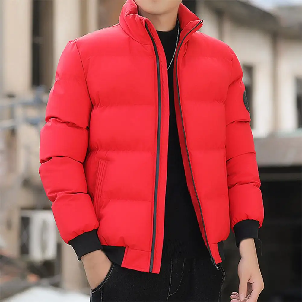 Chaqueta acolchada de algodón para hombre, abrigo de manga larga con cuello levantado y cremallera, de talla grande, a prueba de frío, con bolsillos gruesos, Parkas de moda