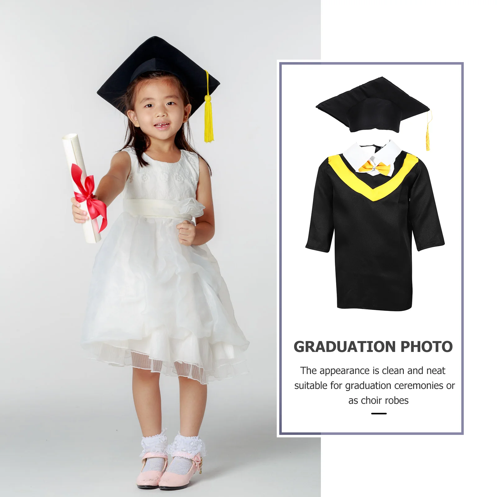 Graduation Dress Kids Academic Preschool Gown Hat Apparel Kindergarten Dressing Children