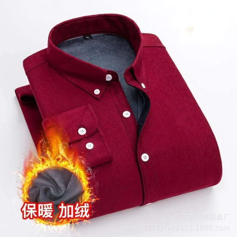 

Fashion Lapel Button All-match Embroidery Warm Shirts Men's Clothing 2023 Autumn New Oversized Casual Tops Loose Korean Shirt