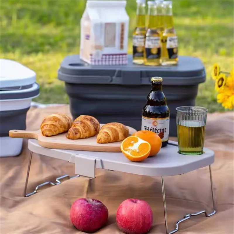 Outdoor Picnic Basket with Table Board, Foldable, Multifunctional, Large Capacity, Storage Supplies