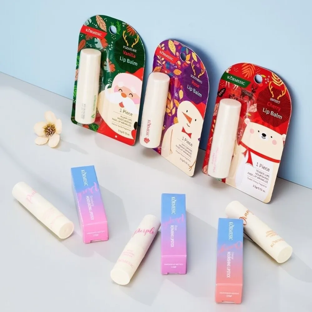 

New Christmas Moisturizing Lip Balm Long Lasting Nourishing Makeup Lipstick Primer Vitamin Hydrating Lip Care Lip Mask Lip Care