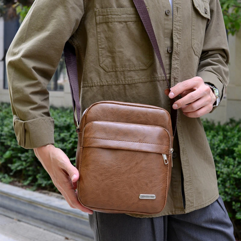 Brand Designer Men's Durable Shoulder Bag High Quality Pu Leather Cross Body Sling Bags Travel Crossbody Fashion Pack for Male