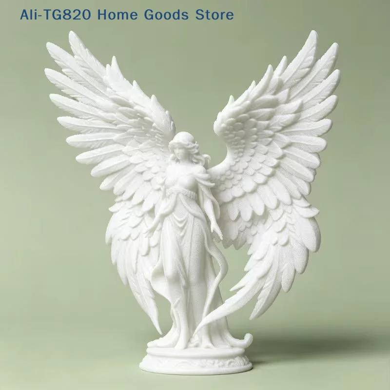 [TG820]3D Printed Guardian Angel Statue Large Winged Female Angel Sculpture Elegant White Figurine Home Desktop Decor Ornament